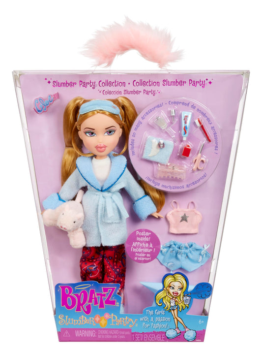 Bratz Fiesta de Pijamas - Muñeca de Moda Cloe - con 2 Conjuntos de Pijamas, Animal de Peluche y Accesorios - Apta para Niños y Coleccionistas