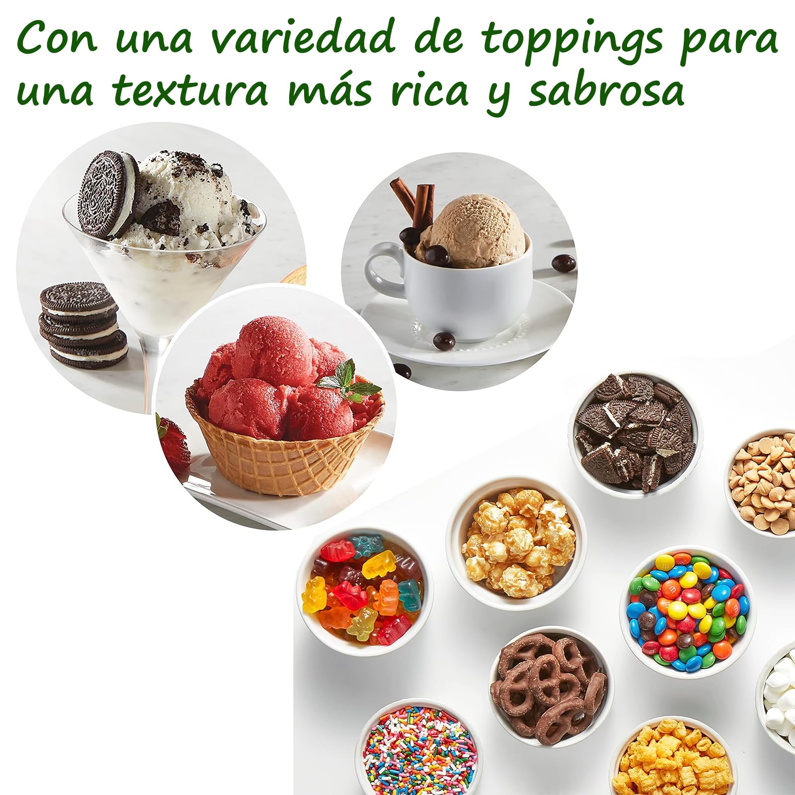 IOWHDS Maquina para hacer helados, Electric ice cream maker, Easy to operate, Máquina para hacer helados Frozen Healthy para Helados, Sorbetes, Batidos, Postres, Libre de BPA, (Blanco)