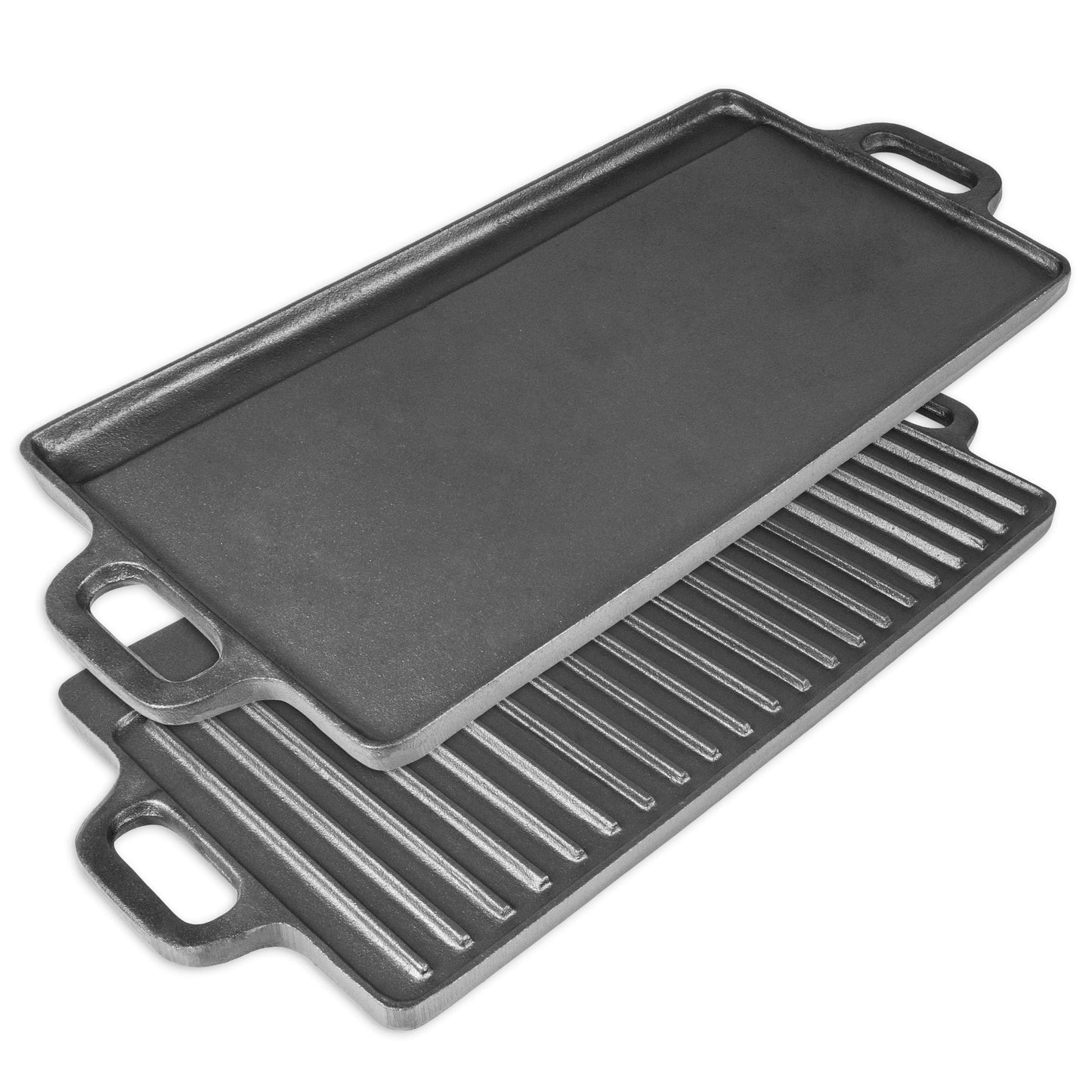 Plancha de Hierro Fundido ProSource Negro Reversible Pre-sazonada y Antiadherente