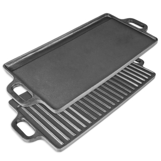 Plancha de Hierro Fundido ProSource Negro Reversible Pre-sazonada y Antiadherente