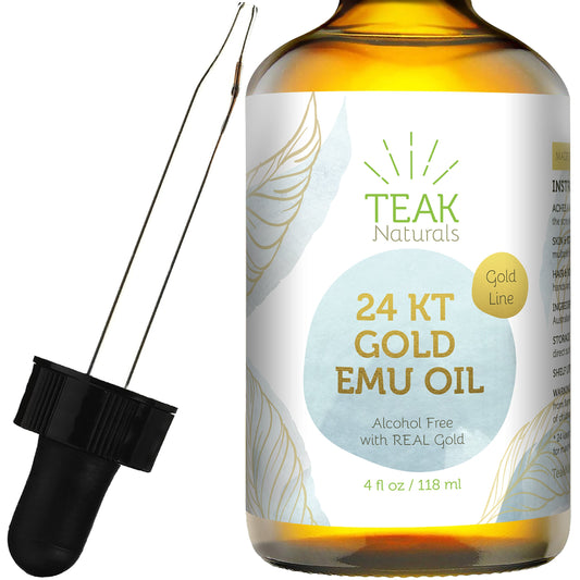 Aceite Emu Orgánico con Oro 24K para una Piel Radiante y Reparada - Colección Gold Teak Naturals