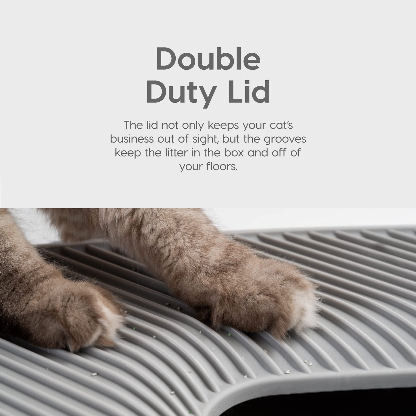 Caja de Arena para Gatos IRIS USA Blanco Gris de Alta Calidad con Entrada Superior y Control de Olores