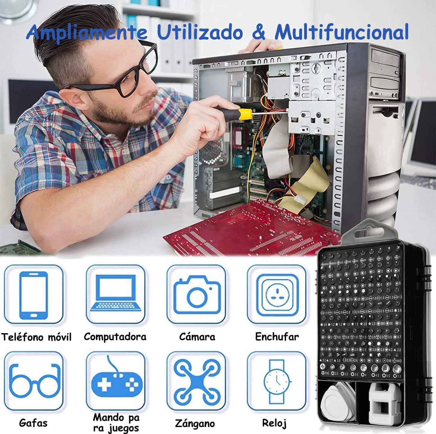 Juego de Destornilladores Bricolaje Profesional Magnético 115 en 1 de Precisión