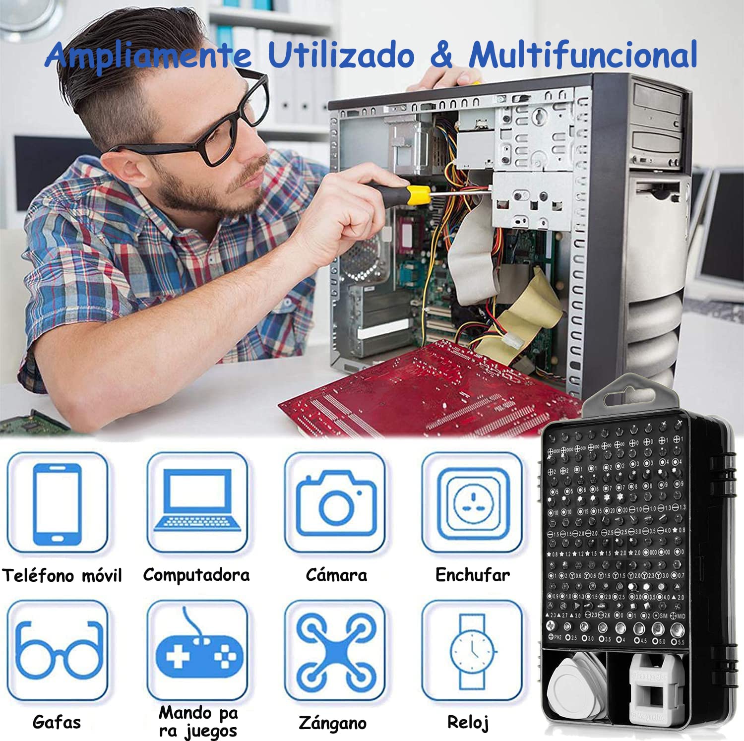Juego de Destornilladores Bricolaje Profesional Magnético 115 en 1 de Precisión
