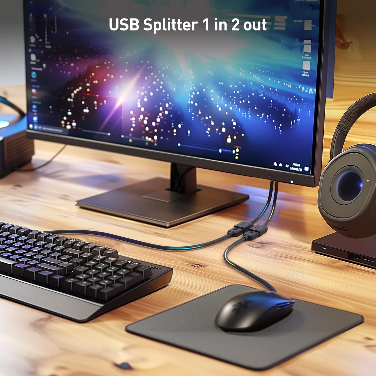 Cable USB 2.0 A Macho a Hembra Cable Matters Negro 1 Pie Paquete de 2 Unidades