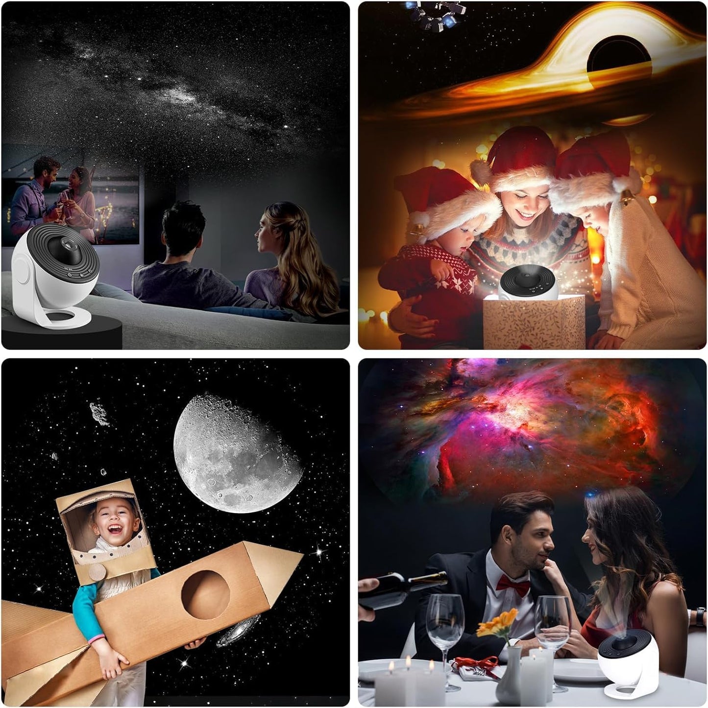 Orbislux Galaxy Projector Pro - Máquina de sonido para recámara, proyector de planetario 13 en 1 para niños y adultos con ruido blanco, altavoz de música Bluetooth, control remoto