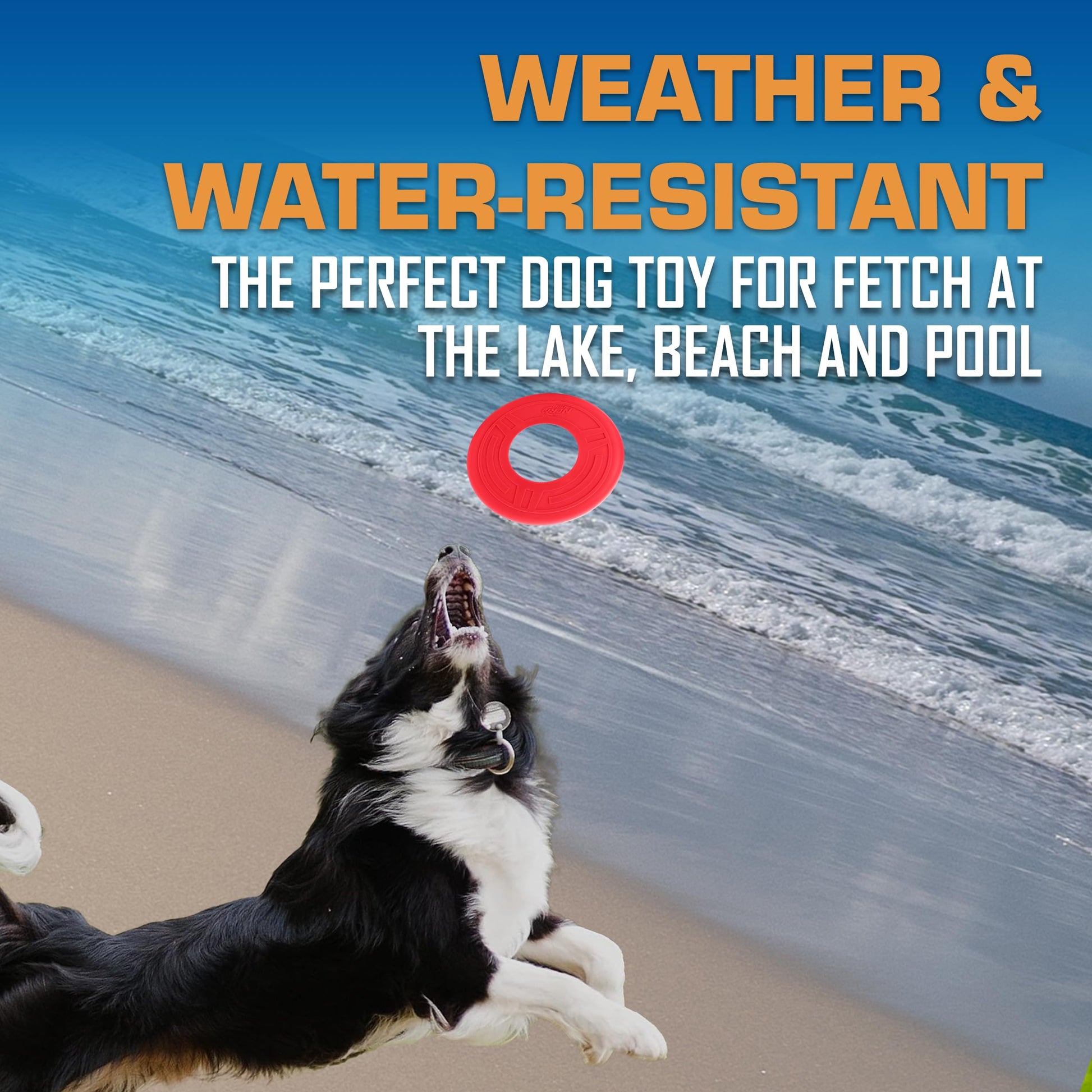 Juguete para Perro Nerf Flyer para Perro, Frisbee, Ligero, Duradero y Resistente al Agua, Ideal para Playa y Piscina, 10 Pulgadas de diámetro, para Razas Medianas/Grandes, Rojo, One-Size-for-Most