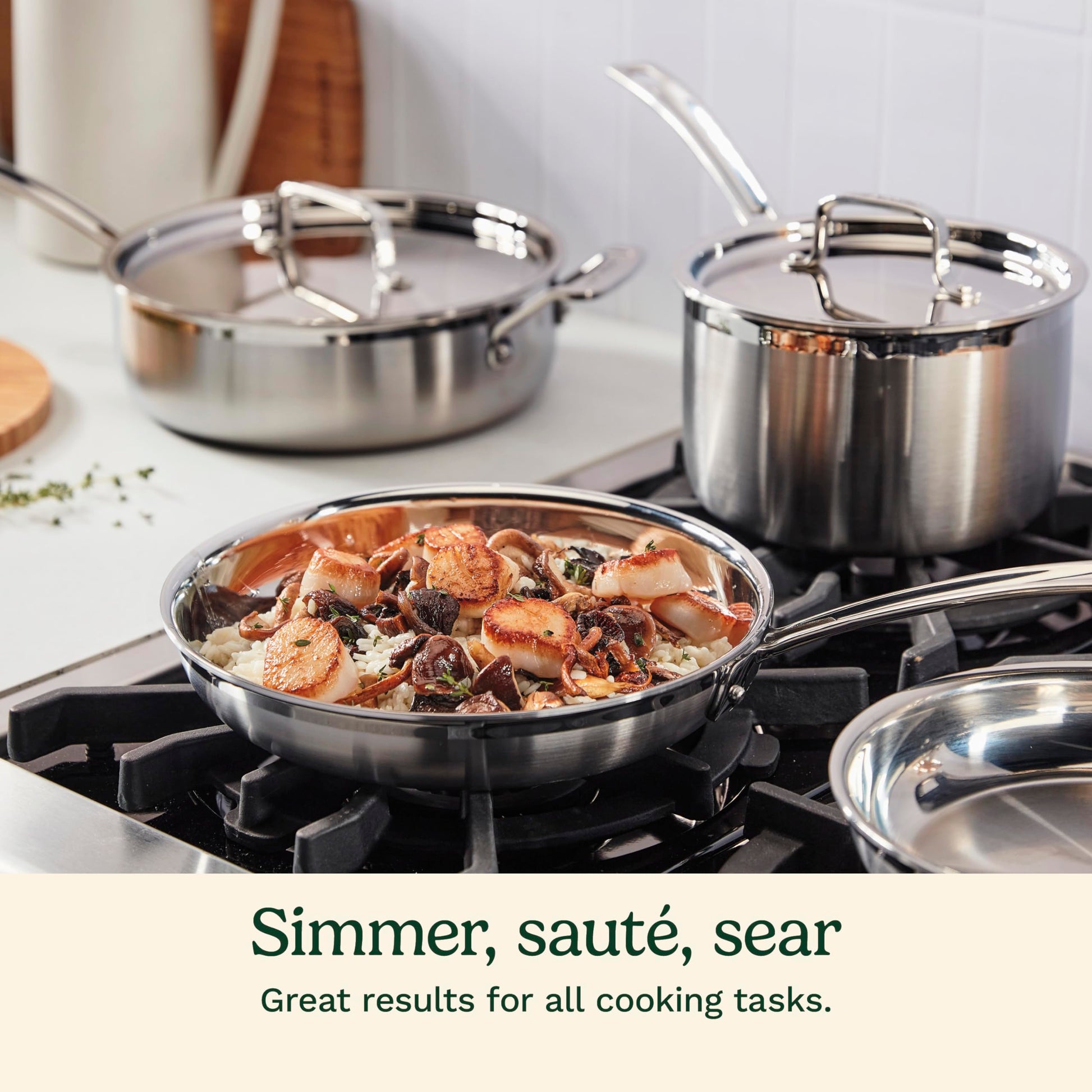 Cuisinart: MultiClad Pro - Set de utensilios y sartenes de cocina de acero inoxidable, Juego de 12 piezas