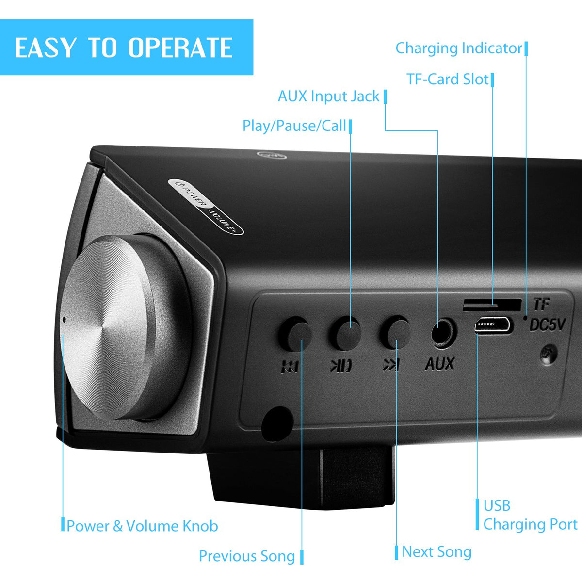Barra de Sonido TV Soundbar Bluetooth Inalámbrico y con Cable Surround para Teatro en Casa