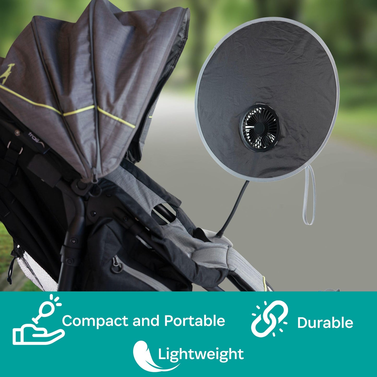 carriola para bebé con parasol, asiento de coche, silla de playa – Cool Shade UPF50 Clip On Baby Infant, protección solar, recargable