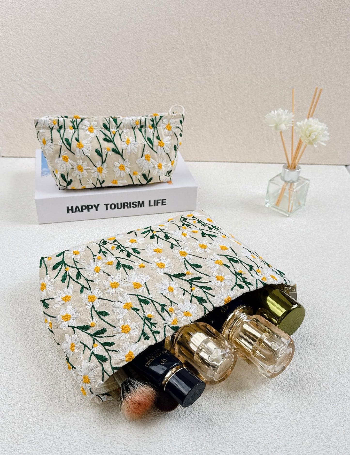 RIKMOXR MAKYE UP BOLSA, Margarita, Bolsa de maquillaje de flores