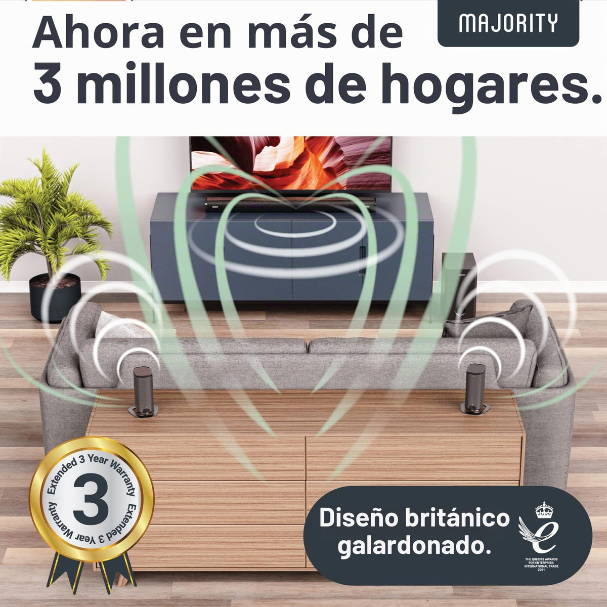 Sistema de Audio 5.1 Majority Everest Negro con Sonido Envolvente y Dolby Audio para el Hogar