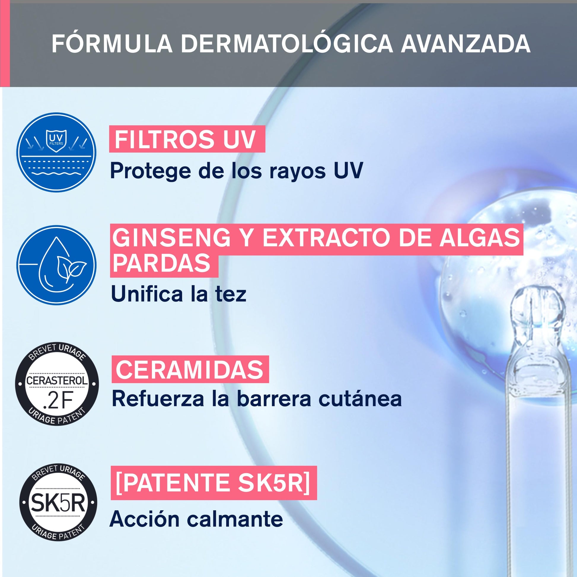 Uriage Roseliane Crema Facial Anti-Rojeces SPF30 Hidratante, con Extracto de Ginseng y Algas - Cubre el Enrojecimiento, Proporciona una Acción Calmante de Larga Duración. Aroma Floral y Afrutado - Para Pieles Sensibles - No Comedogénico