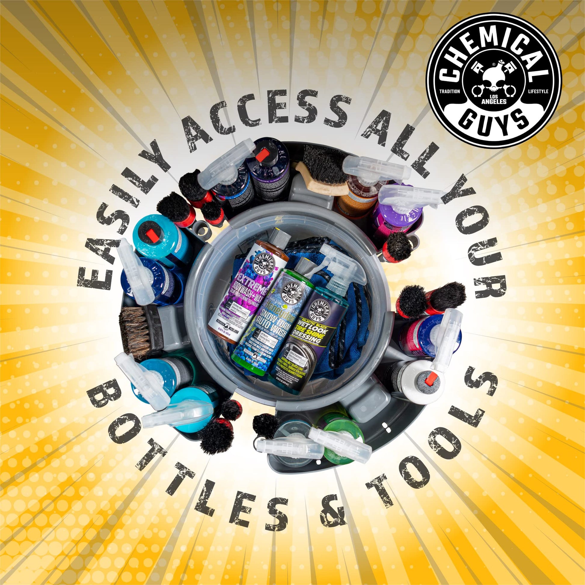 Chemical Guys Freeloader cubeta y Dolly Organizador, Gris, Mantiene el jabón y el Agua en el cubeta y Tus Suministros organizados, Ideal para Lavar Coches, Camiones, Motocicletas, SUV y más