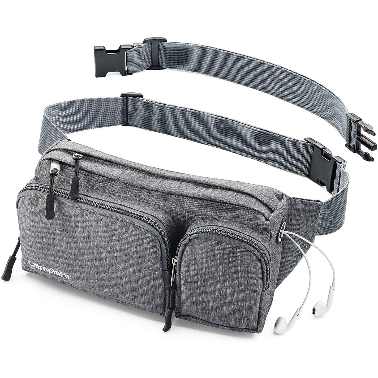 Cangurera para mujeres y hombres, bonita, para cintura, para senderismo, viaje campamento, correr, agujero para audífonos, cinturón de dinero con 6 bolsillos, extensión de la correa, llevar fácilmente cualquier teléfono, pasaporte, portafolios, soporte re
