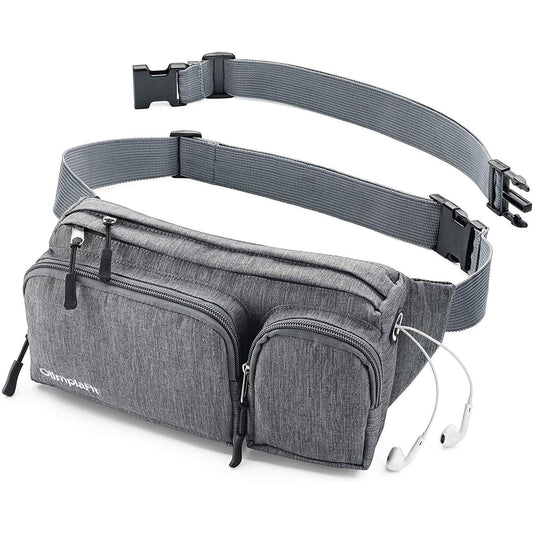 Cangurera para mujeres y hombres, bonita, para cintura, para senderismo, viaje campamento, correr, agujero para audífonos, cinturón de dinero con 6 bolsillos, extensión de la correa, llevar fácilmente cualquier teléfono, pasaporte, portafolios, soporte re