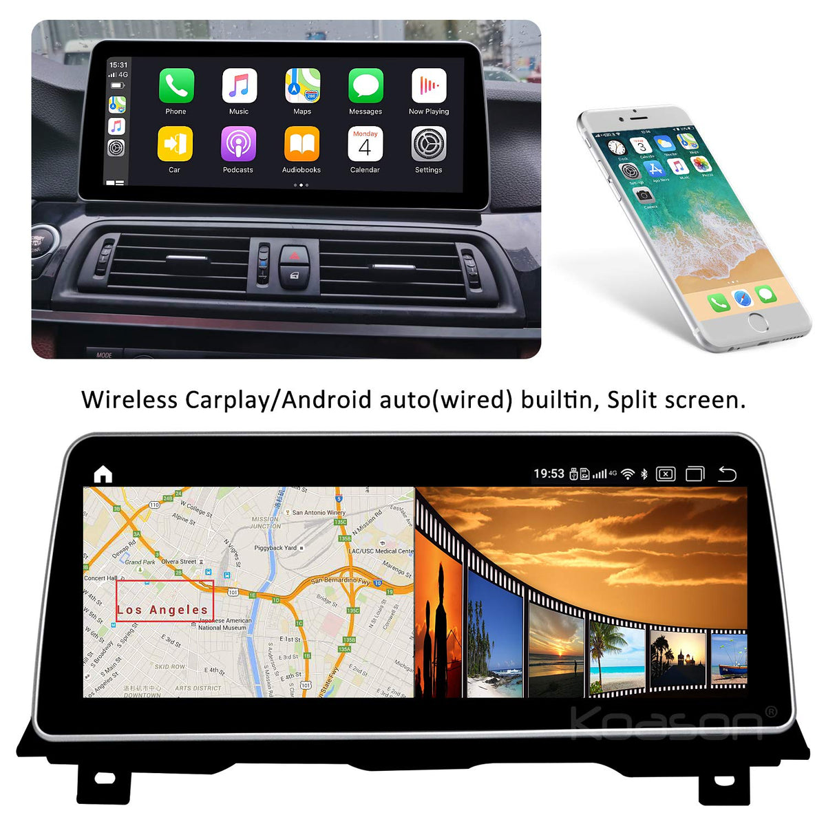 Reproductor Multimedia Android HD 12.3 Pulgadas Koason para BMW Serie 5 F10 F11 M5 2013-2016 NBT