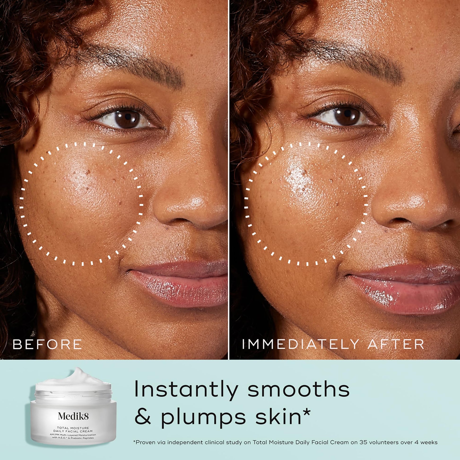 Medik8- Crema facial diaria Total Moisture: humectante facial hidratante con péptidos y ácido hialurónico: rellena