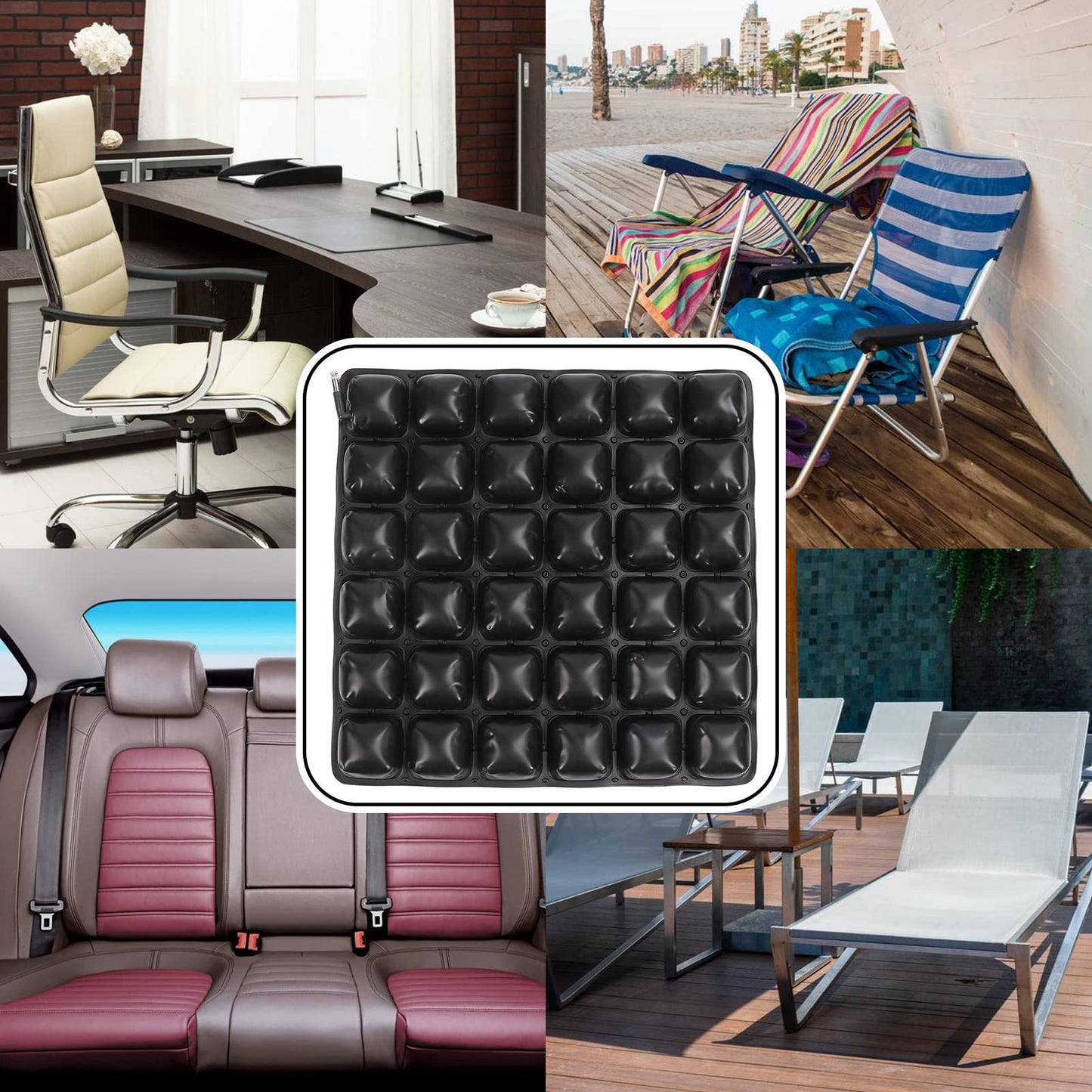 Cojín de Asiento Inflable, Cama de Aire Cojín Antiescaras de Asiento 3D Coche para Silla de Ruedas Transpirable Cojines de Vehículos Auxiliares Sacro Y Alivio de Ciática para Oficina, Hogar