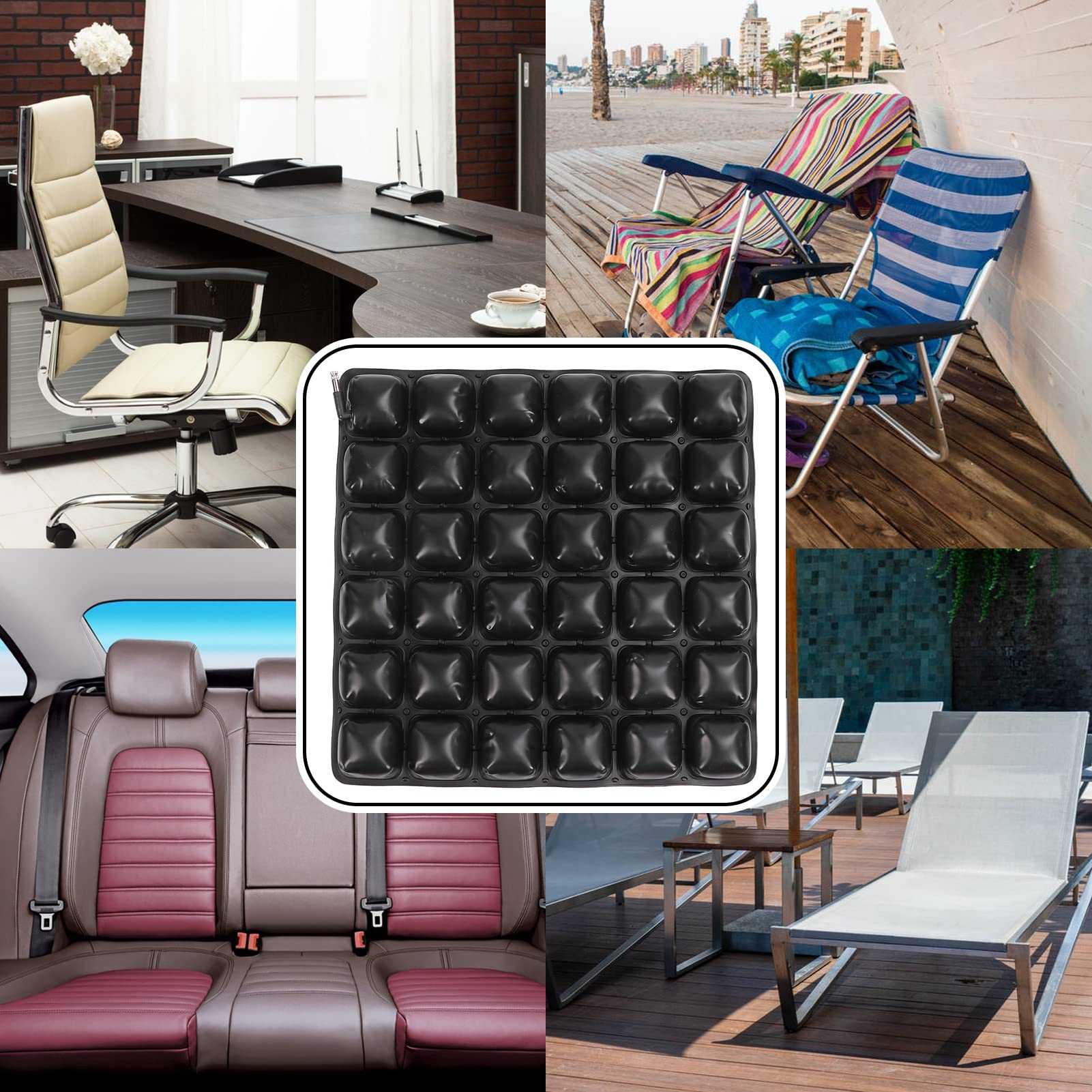 Cojín de Asiento Inflable, Cama de Aire Cojín Antiescaras de Asiento 3D Coche para Silla de Ruedas Transpirable Cojines de Vehículos Auxiliares Sacro Y Alivio de Ciática para Oficina, Hogar