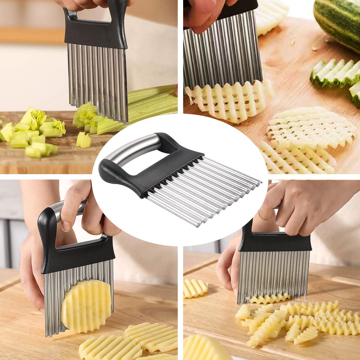 Cortador de Verduras Fantexy Acero Inoxidable Arrugado para Patatas y Zanahorias