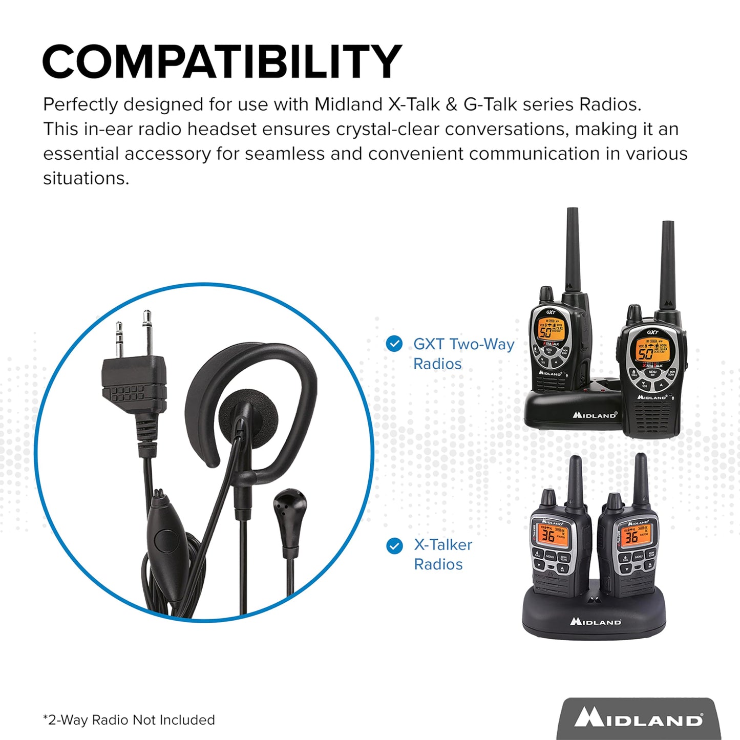 Auricular Básico Midland Negro 2 Pack para Radio de 2 Vías