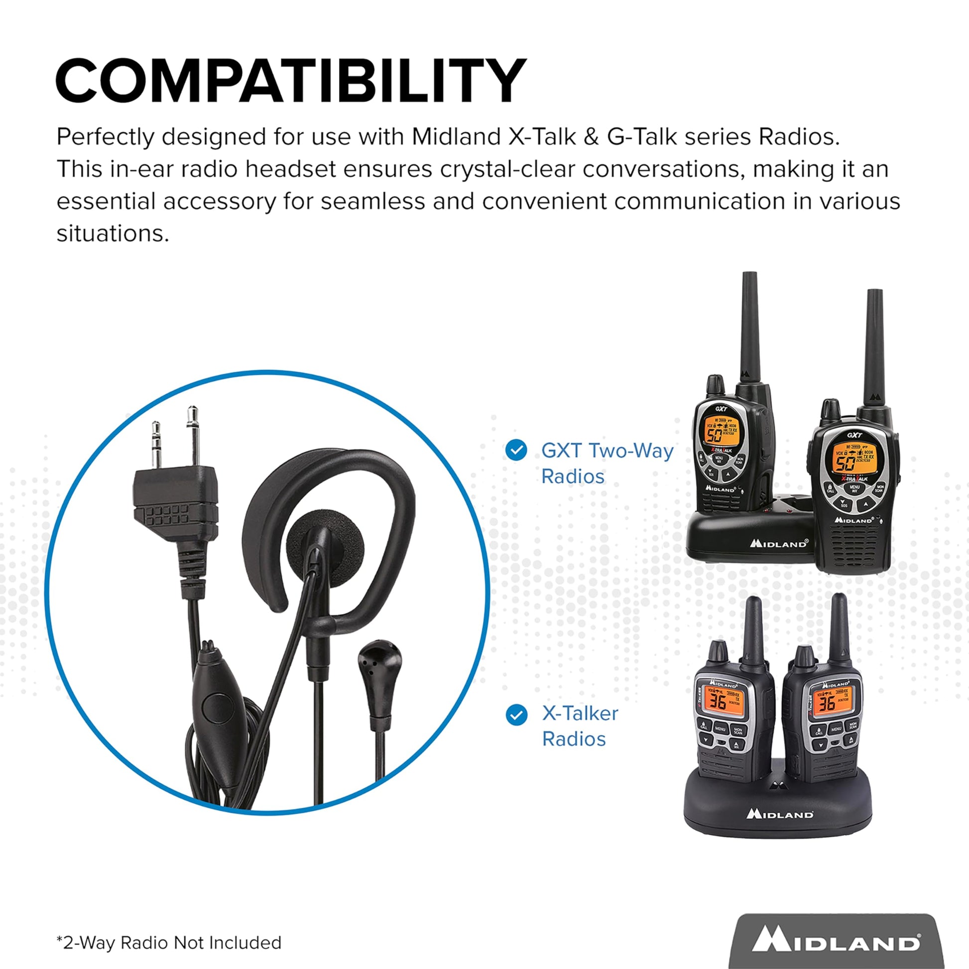 Auricular Básico Midland Negro 2 Pack para Radio de 2 Vías
