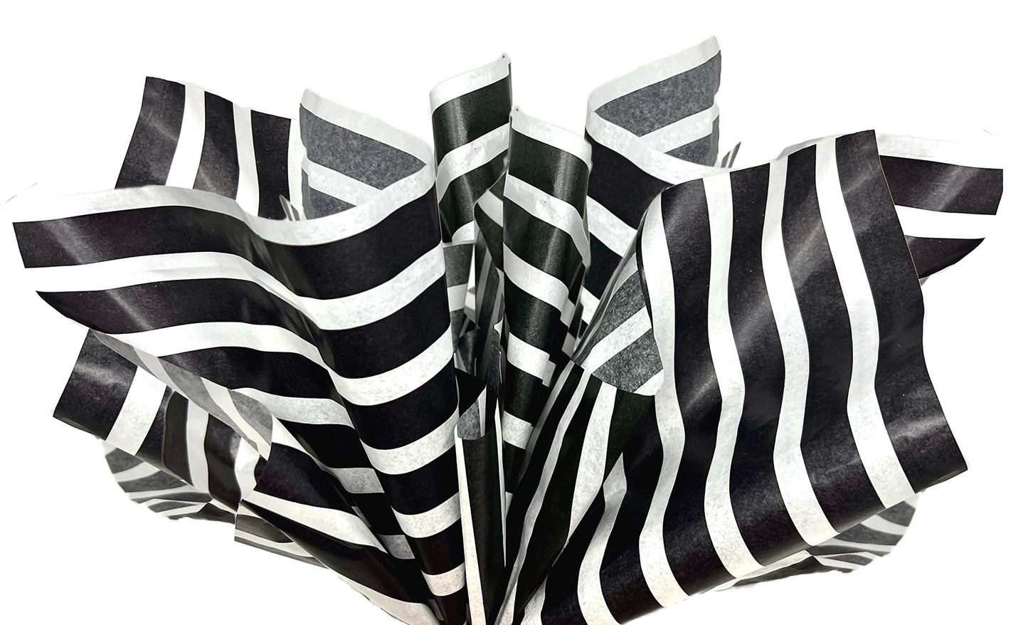 Papel Seda Premium Blanco y Negro a Rayas Paquete 24 Hojas