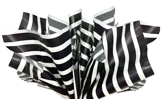 Papel Seda Premium Blanco y Negro a Rayas Paquete 24 Hojas