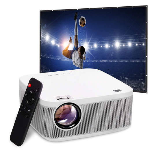 KODAK FLIK X10 - Kit de proyector multimedia Full HD | Mini sistema de cine en casa compacto portátil de 1080p con visualización de proyección de 100 pulgadas, control remoto, soporte de trípode,