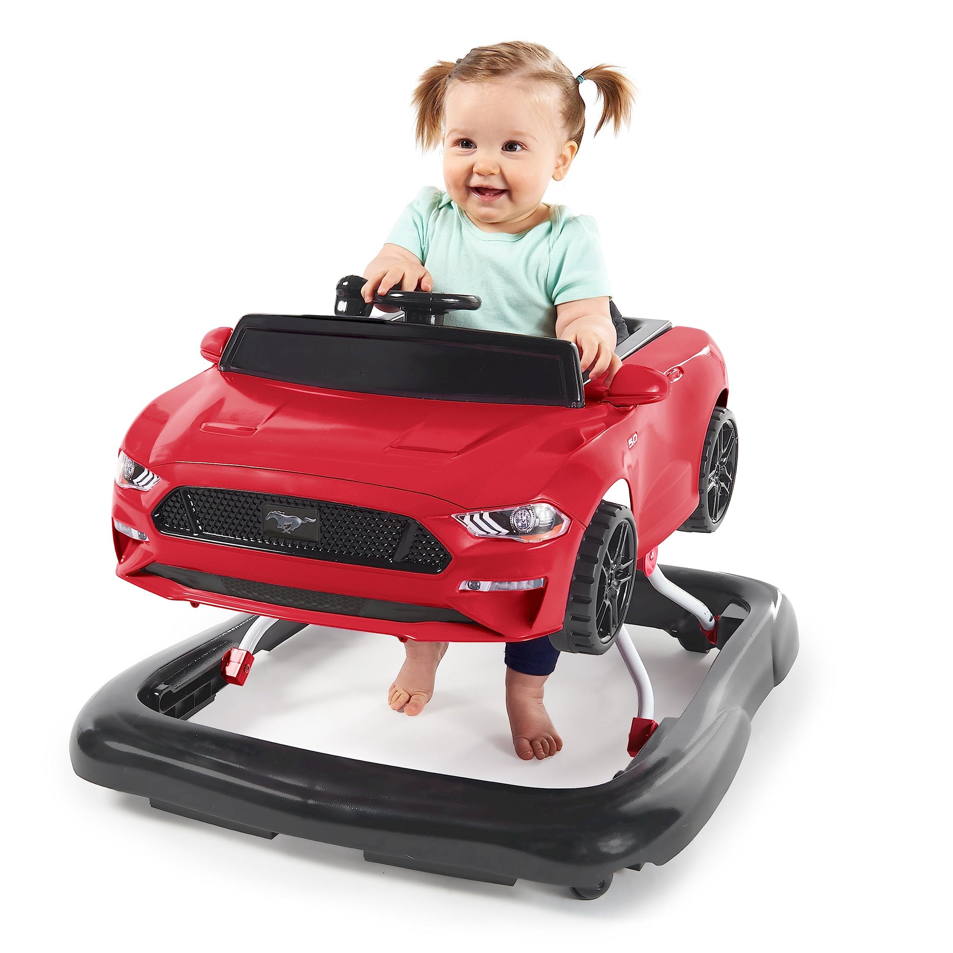 Bright Starts 3 Ways To Play Walker - Ford Mustang, Ages 6 Months +, Red