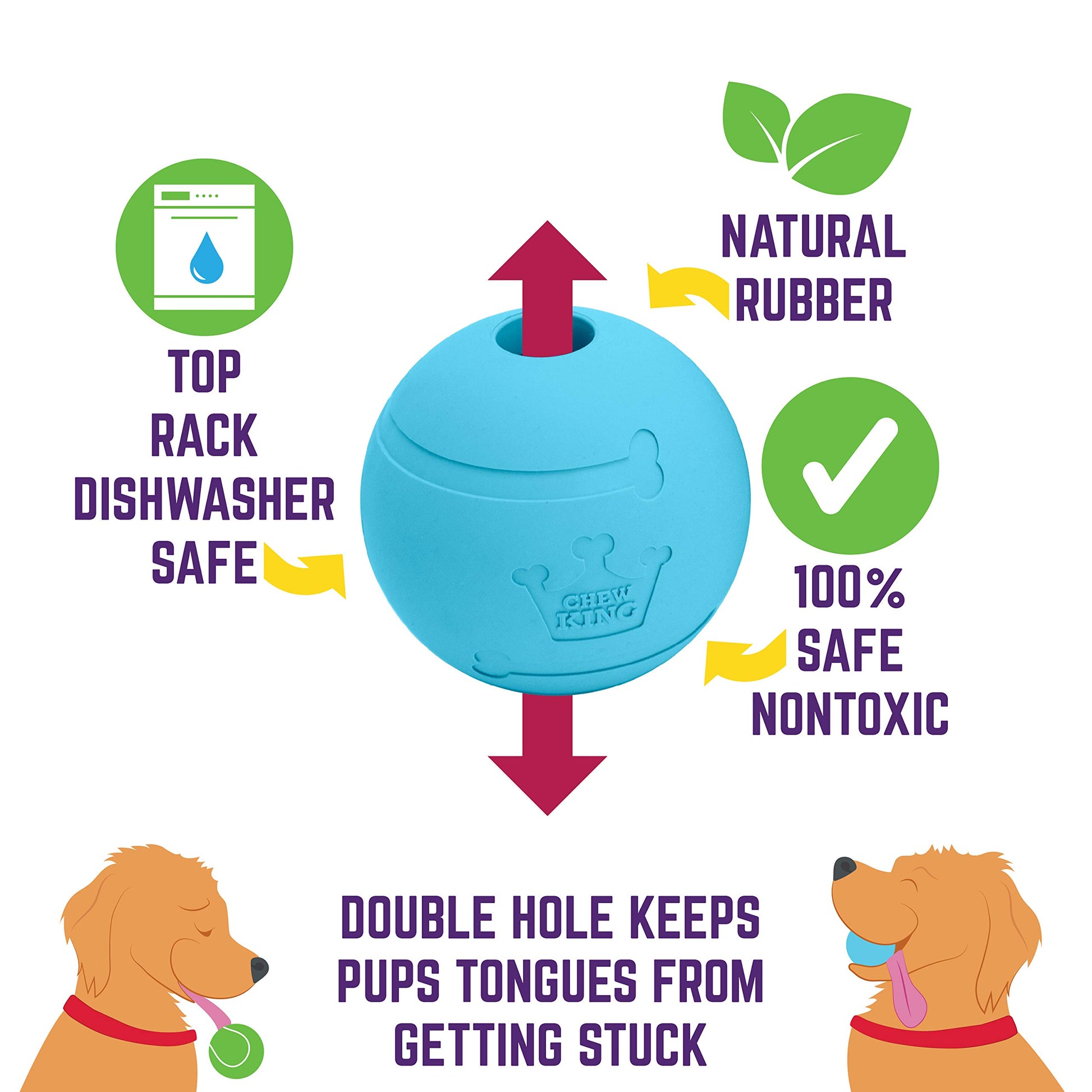 Chew King Fetch Balls Extremely Durable Natural Rubber Toy 3", 3-pack