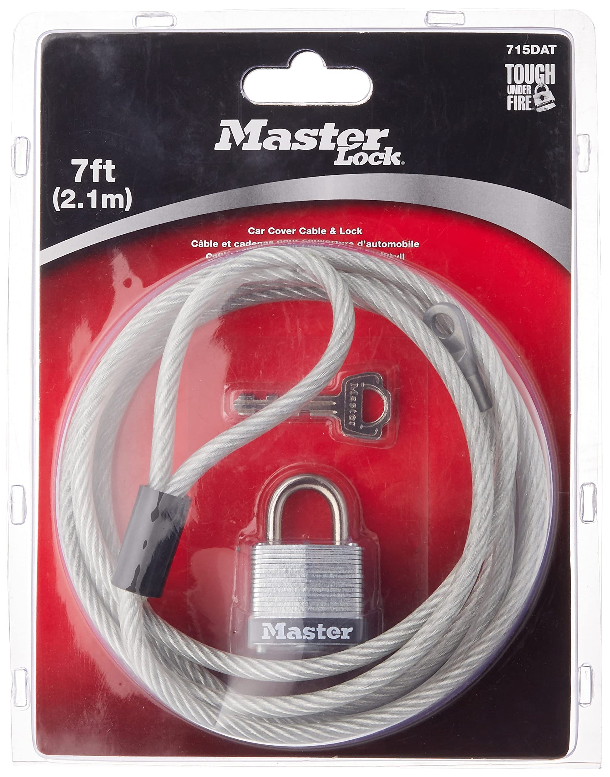 Cable de Cubierta de Coche Master Lock Acero Trenzado Candado de Acero Laminado 7 Pies 1-1/8 Pulgadas