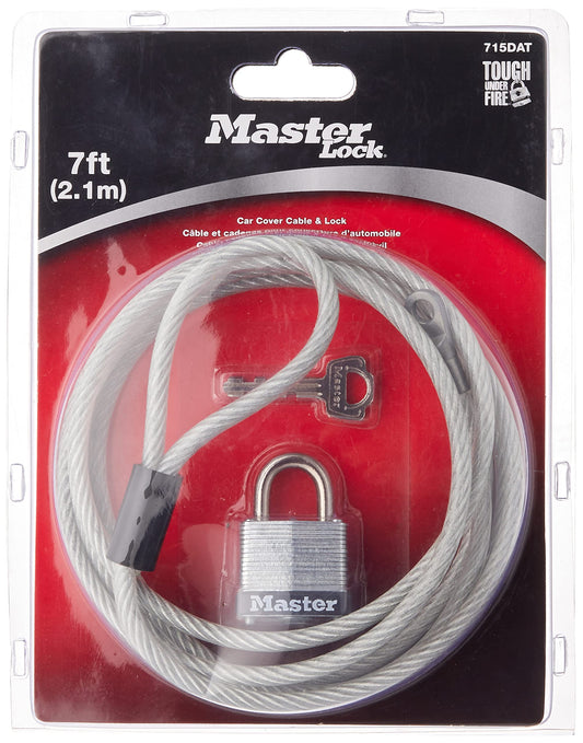 Cable de Cubierta de Coche Master Lock Acero Trenzado Candado de Acero Laminado 7 Pies 1-1/8 Pulgadas