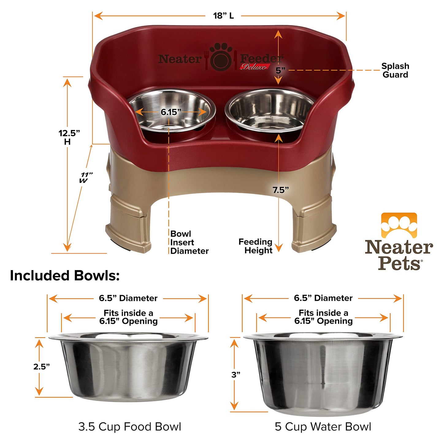 Comedero Deluxe Neater Pet Brands Cranberry con Extensiones de Patas