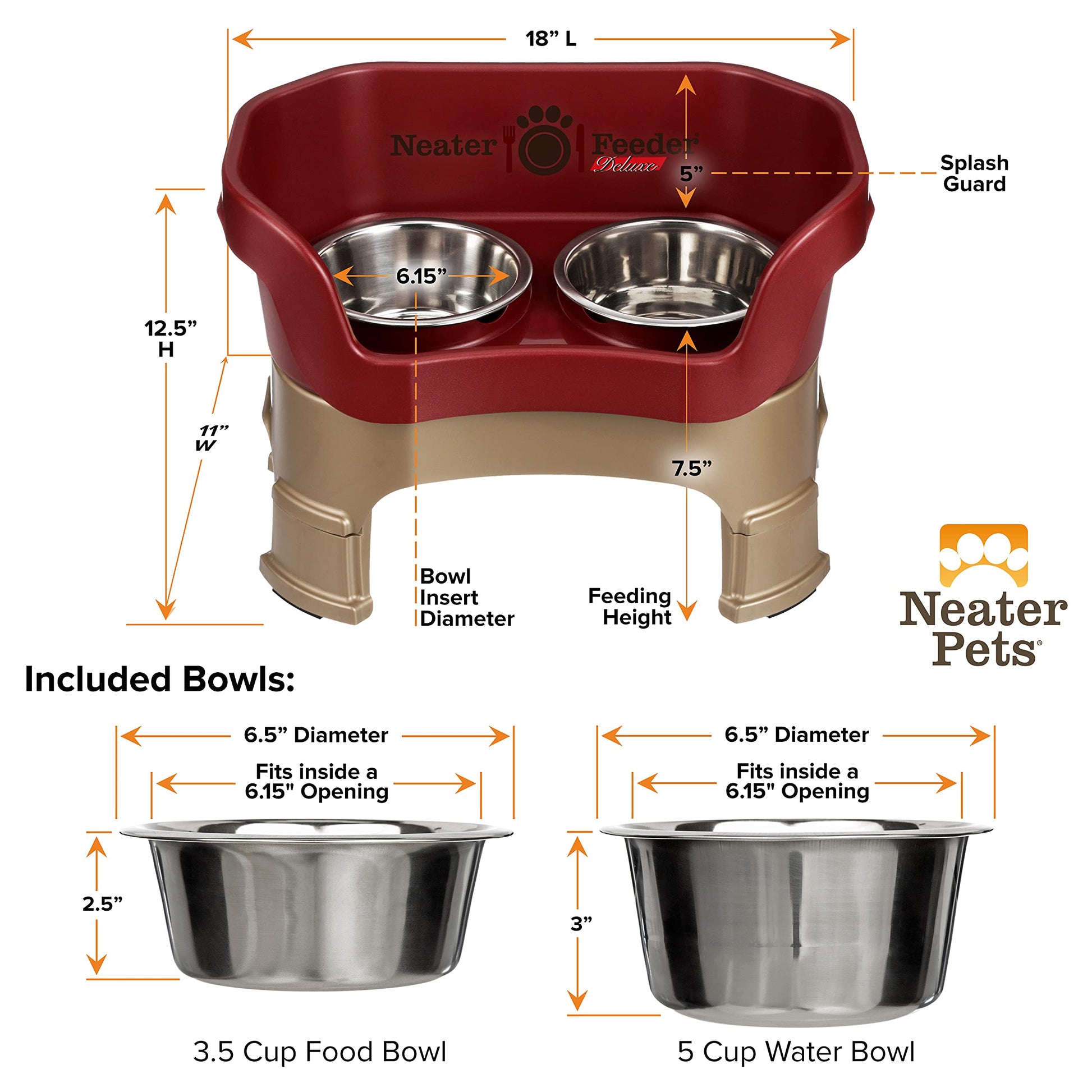Comedero Deluxe Neater Pet Brands Cranberry con Extensiones de Patas