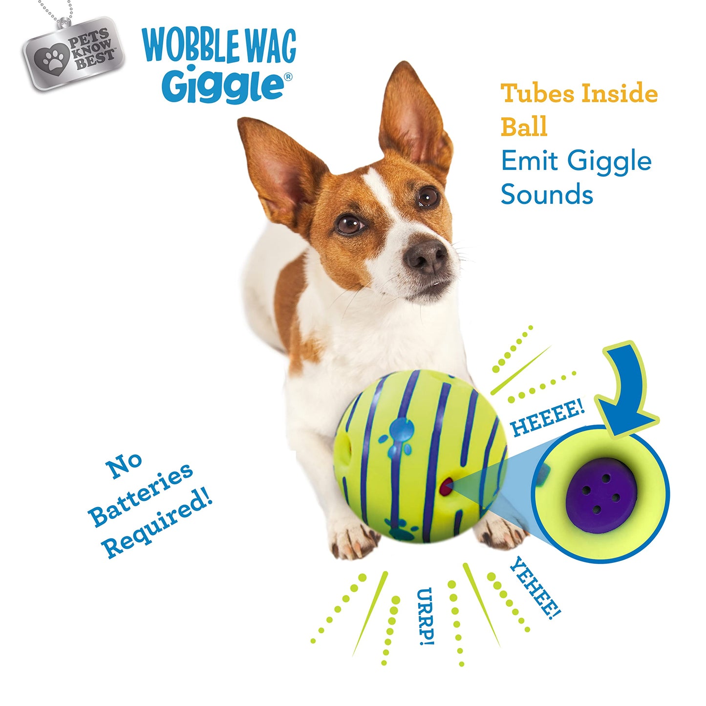 Pelota Interactiva Wobble Wag Giggle Verde con Sonidos de Risita para Perros