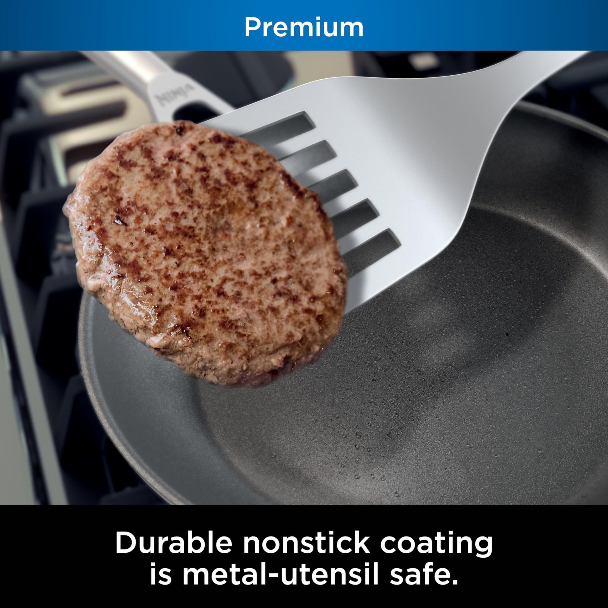 Ninja C38000 Foodi NeverStick Juego de utensilios de cocina de alta calidad de 8 piezas con tapas de vidrio, anodizado duro, antiadherente, duradero y apto para horno hasta 500 °F, gris pizarrón