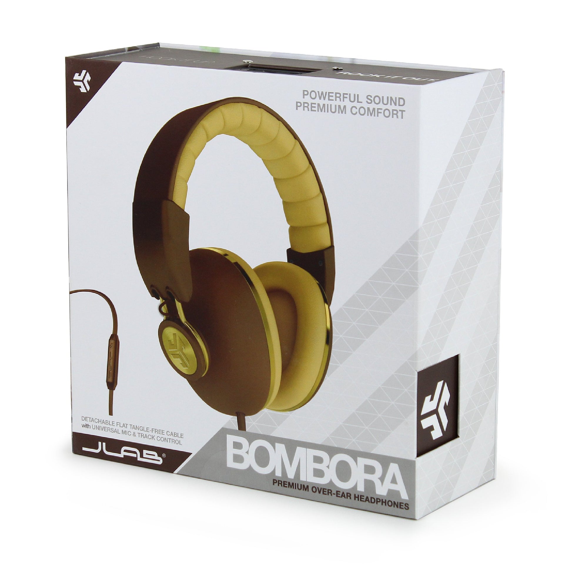 JLab BOMBORA-MBRNGLD-BOX Bombora Over-Ear Audífonos with Universal Mic, Matte Brown/Gold