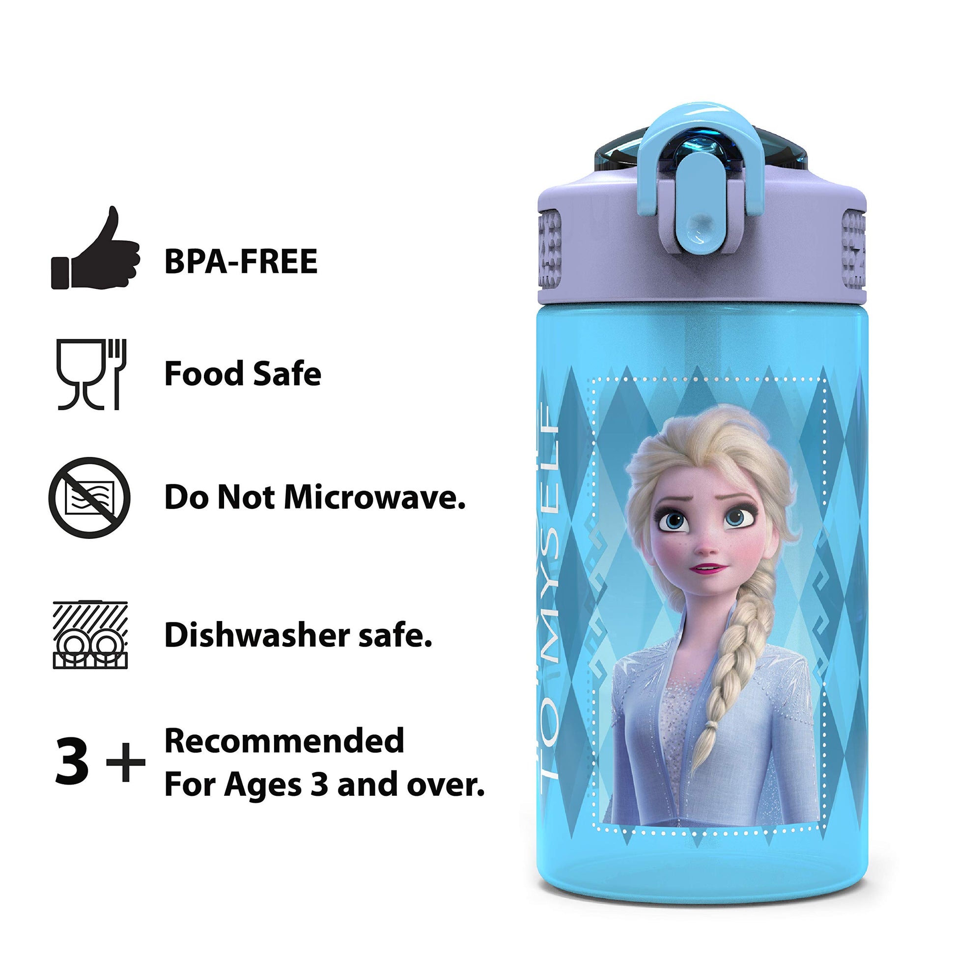 Juego de Botellas de Agua de Plástico Zak Designs Disney Rosa Frozen para Niñas