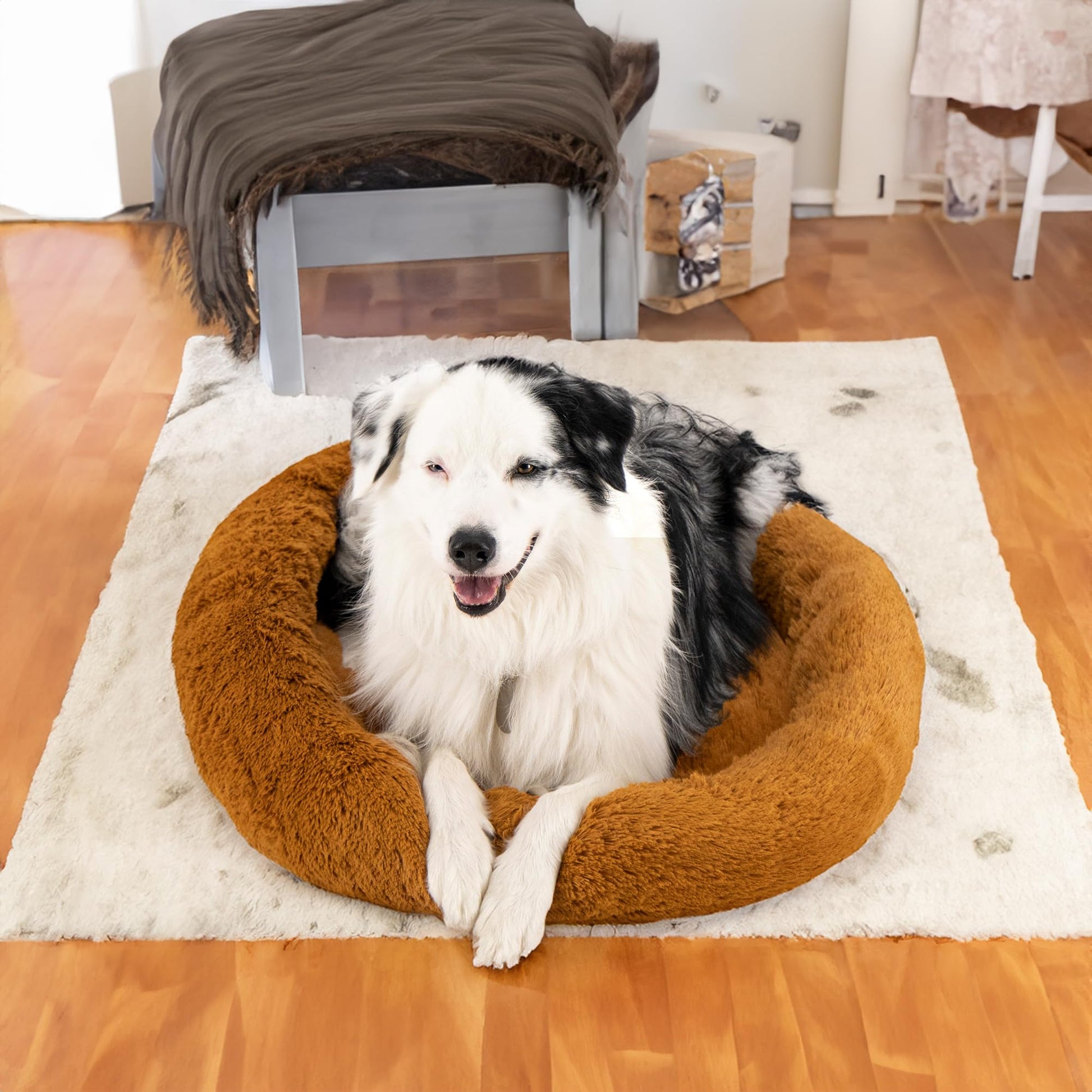 Cama para Perro Hills Beige Tipo Dona Anti Estrés en Talla Grande