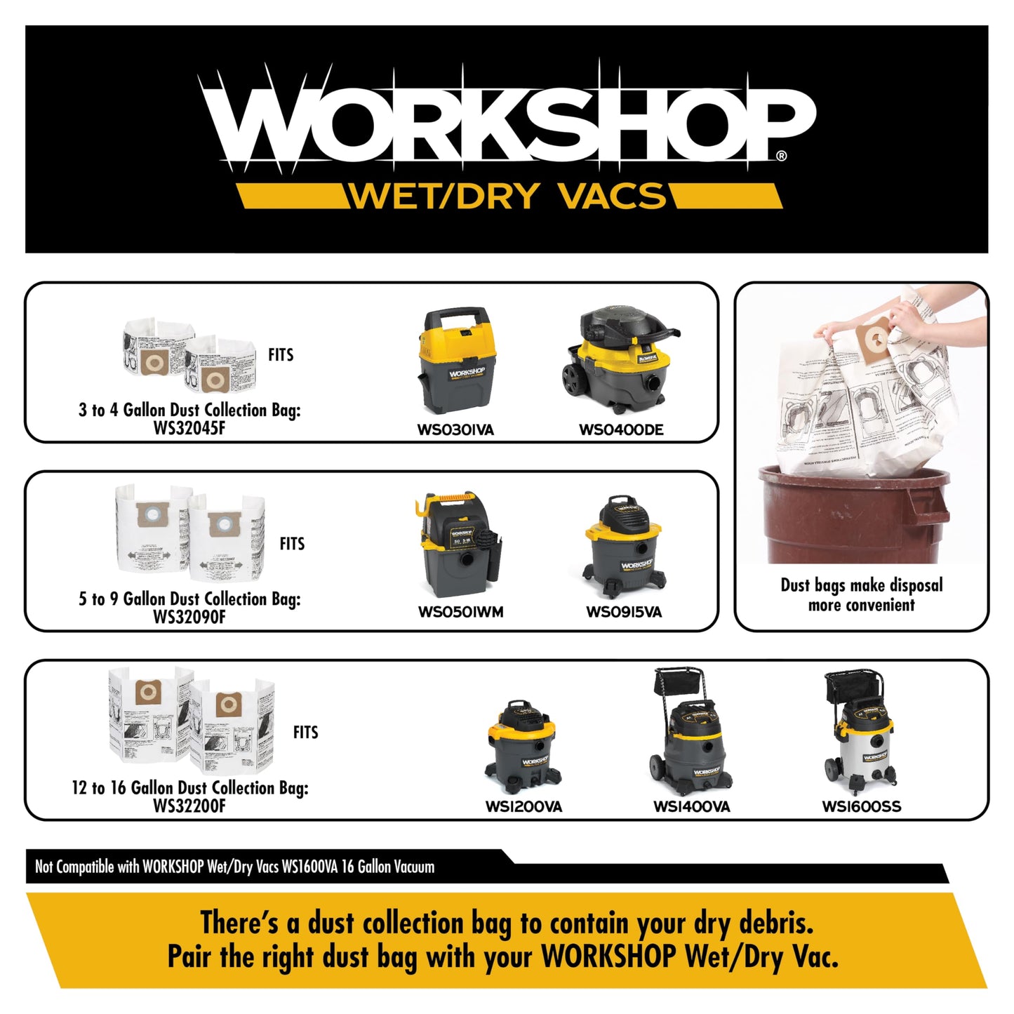 Kit de Accesorios de Aspiración Workshop WS25055A para Aspiradoras Húmedas y Secas