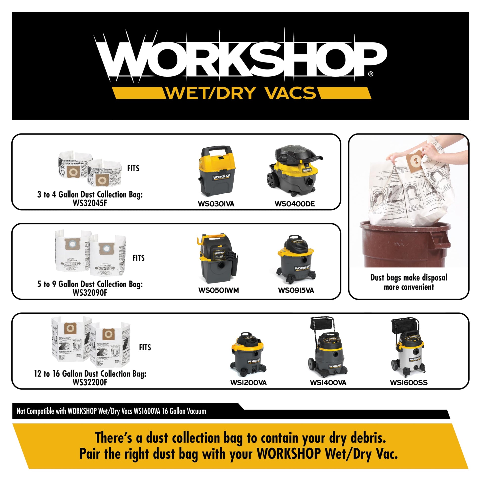 Kit de Accesorios de Aspiración Workshop WS25055A para Aspiradoras Húmedas y Secas