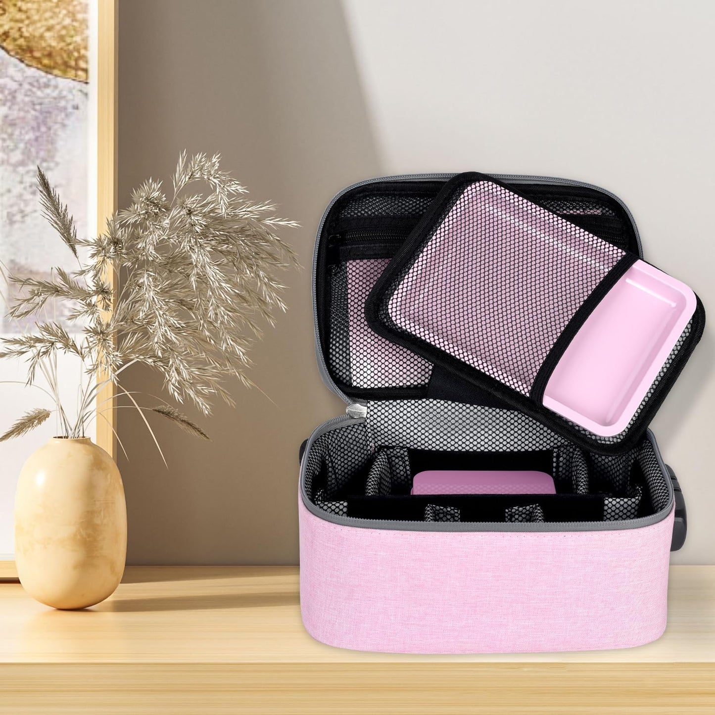 PODAHO Bolsa de viaje para cosméticos con 10 accesorios, caja de almacenamiento multiusos con cerradura de combinación, bolsa portátil para contenedores de alimentos, gran regalo para mujeres, (juego