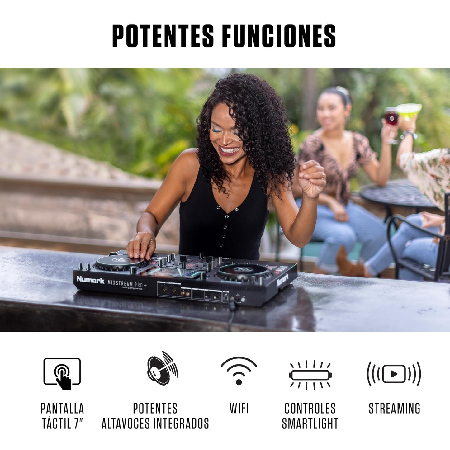 Controlador DJ Numark Mixstream Pro+ en Negro con Pantalla Táctil de 7 Pulgadas y Streaming por Wifi