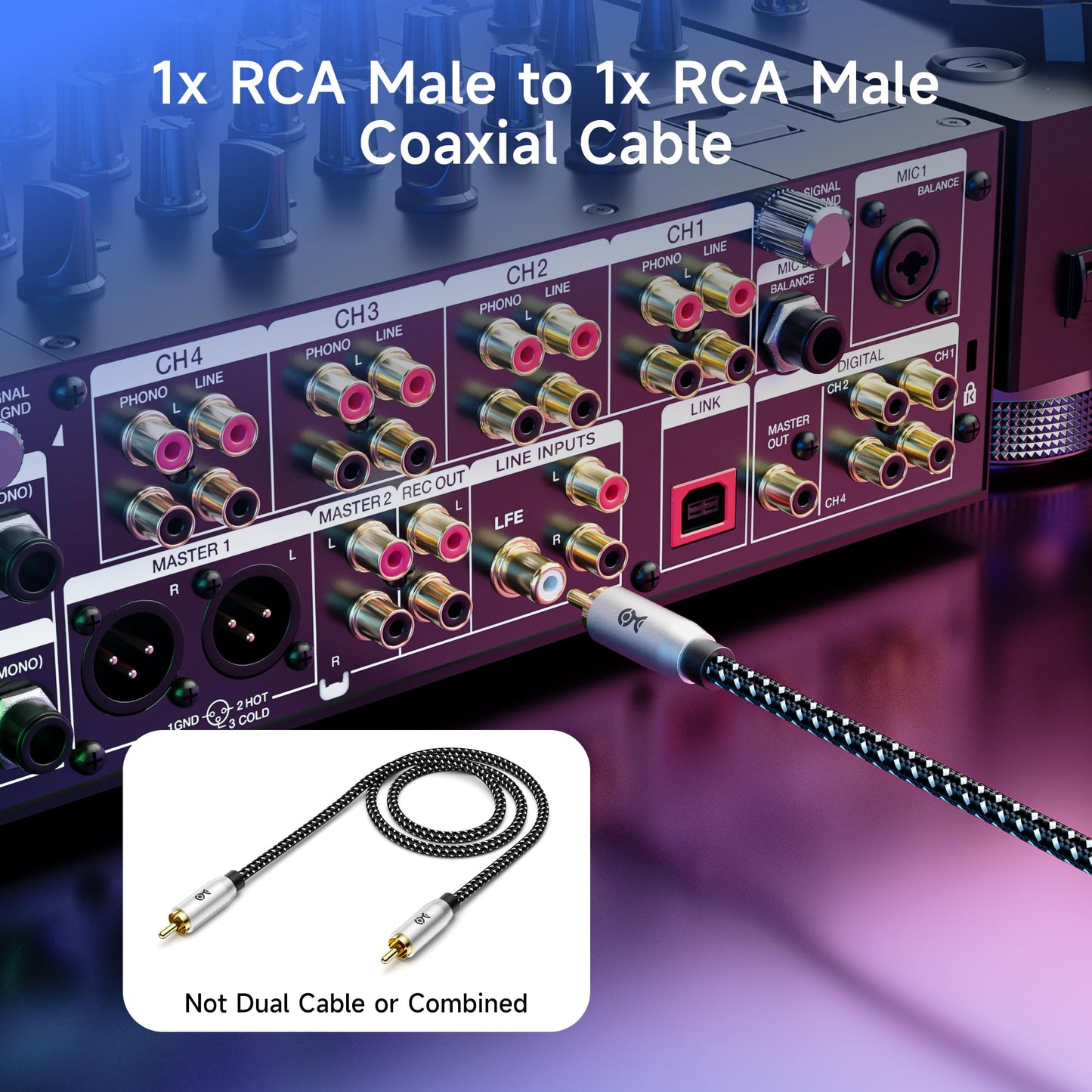 Cable Matters - Paquete de 2 cables de subwoofer blindados - 1,8 m, cable RCA, cable de audio coaxial digital para subwoofer LFE, sistemas de cine en casa y más