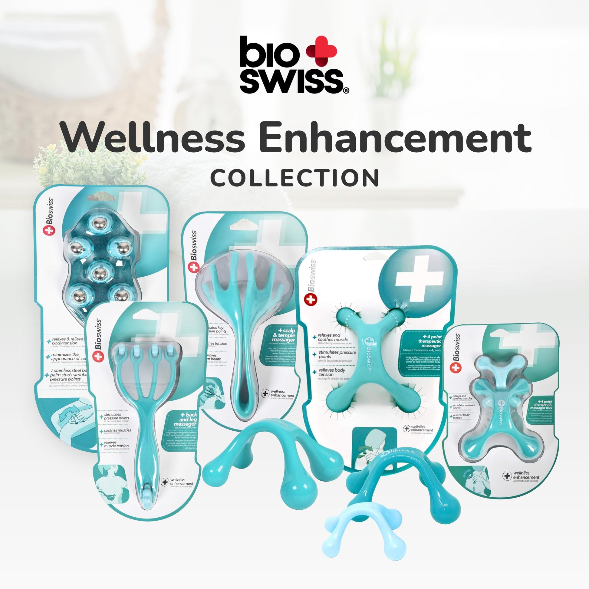 Bioswiss Wellness Relaxing Soother and 4 Point Therapeutic Massager Duo 2 Pack