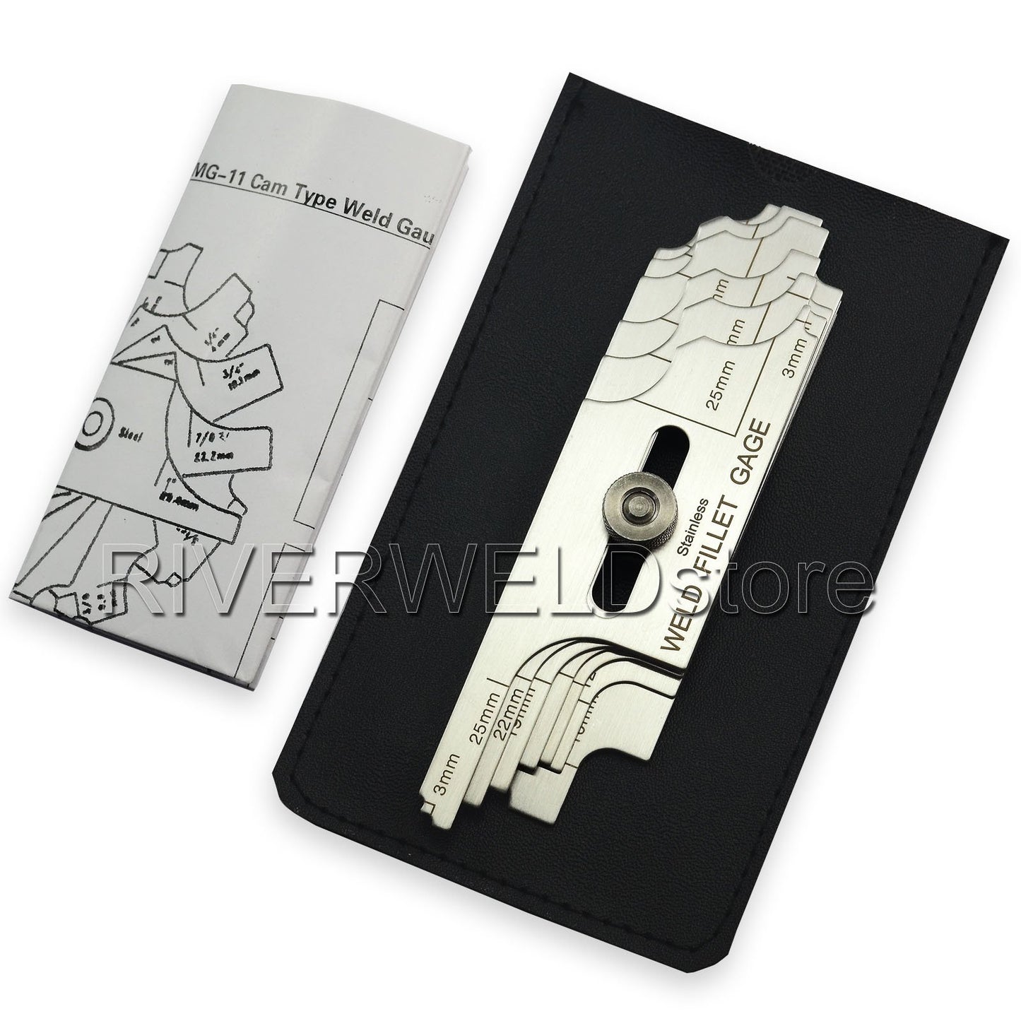 RIVERWELD Juego de 7 piezas para soldadura de filete, calibre MG-11 RL, calibres de soldadura, profundidad, marcas de inspección métricas, comprobación del tamaño de la garganta del filete
