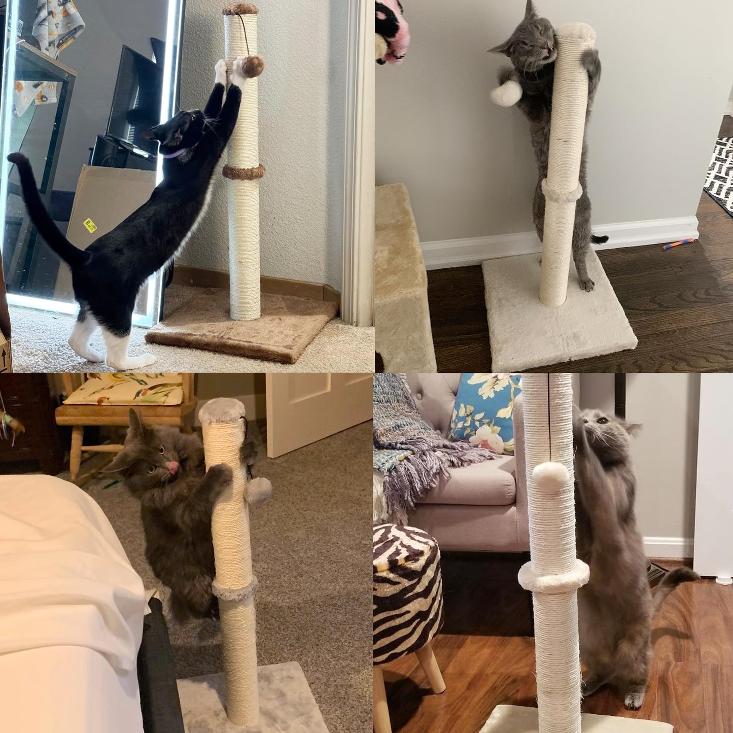 Dimaka - Rascador de gato de 73,6 cm de alto, poste rascador con cuerda de sisal y cubierto con felpa suave