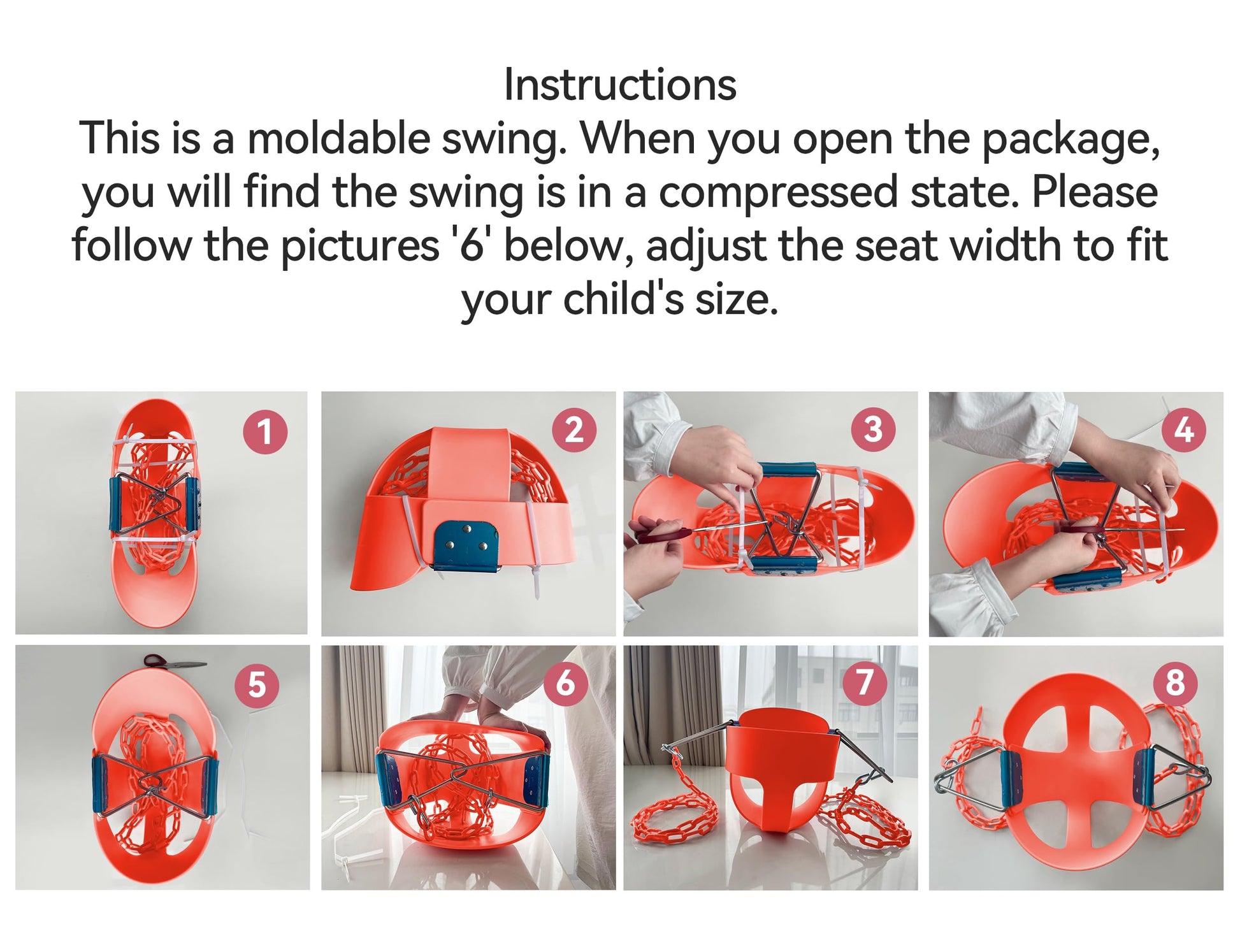 KINSPORY Asiento de Columpio, 150cm Columpio para bebé con Cadenas de Hierro Resistentes recubiertas, Juego de Columpio al Aire Libre con Respaldo Alto y Correas para árboles - Rojo